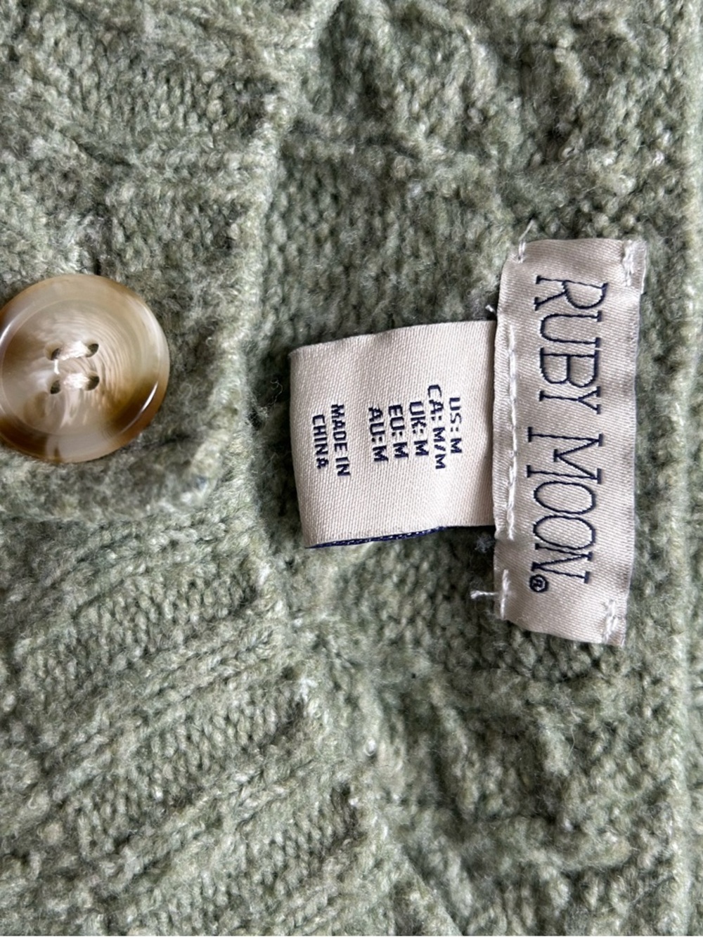 Ruby moon sage green cable knit button-up cardigan - Picture 3 of 4